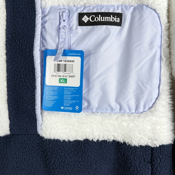 Columbia Men's Navy and White Fleece Pullover - Picture 6 of 8